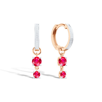 Золотые серьги с рубином и бриллиантами