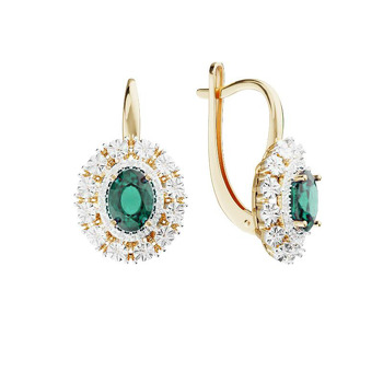 Серьги из золота с бриллиантами и изумрудами 29-1640
