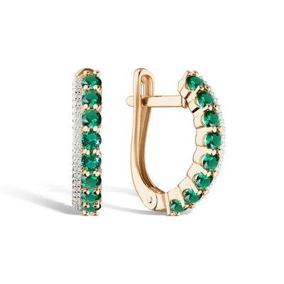 Золотые серьги с изумрудами и бриллиантами