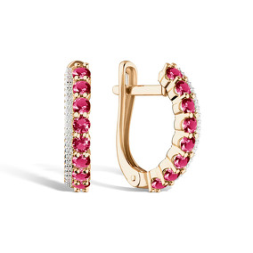 Золотые серьги с рубинами и бриллиантами