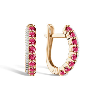 Золотые серьги с рубинами и бриллиантами