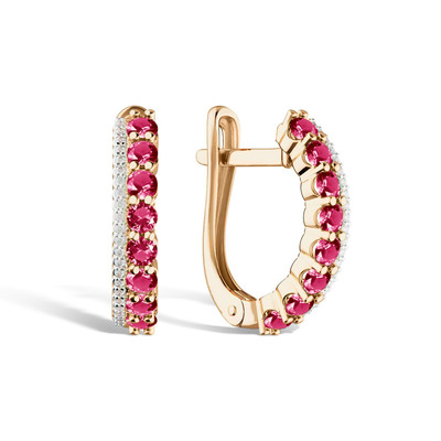 Золотые серьги с рубинами и бриллиантами