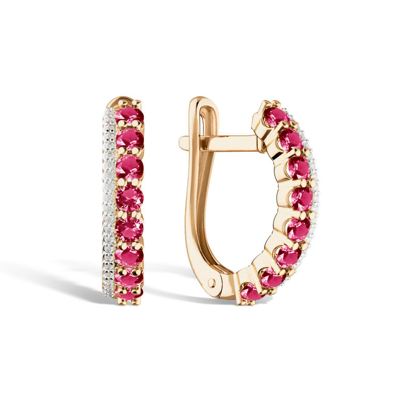 Золотые серьги с рубинами и бриллиантами