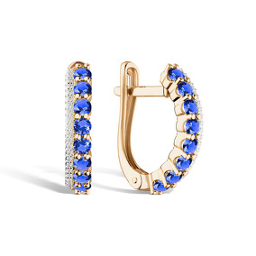 Золотые серьги с сапфирами и бриллиантами