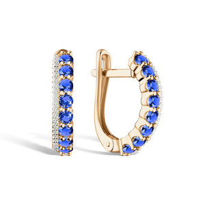 Золотые серьги с сапфирами и бриллиантами