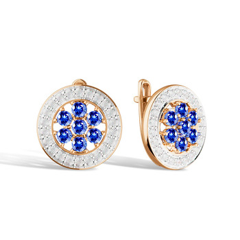 Золотые серьги с муассанитами и сапфирами