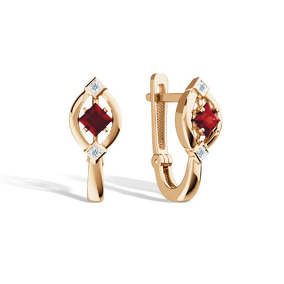 Серьги из золота с гранатами и бриллиантами 29-1687