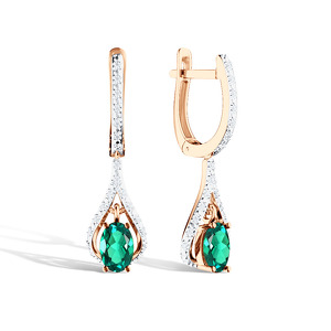 Золотые серьги с изумрудом и бриллиантами