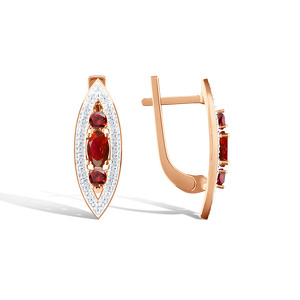 Золотые серьги с гранатами и бриллиантами