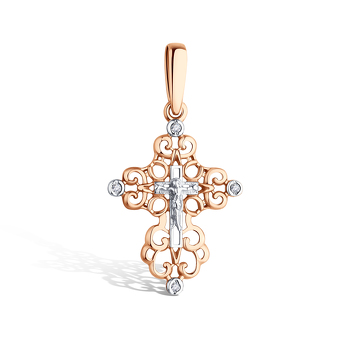 Золотой крест «Спаси и сохрани» с бриллиантами