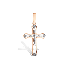 Золотой крест «Спаси и сохрани» с бриллиантами