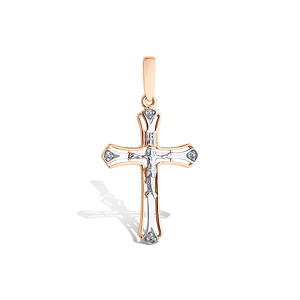 Золотой крест «Спаси и сохрани» с бриллиантами