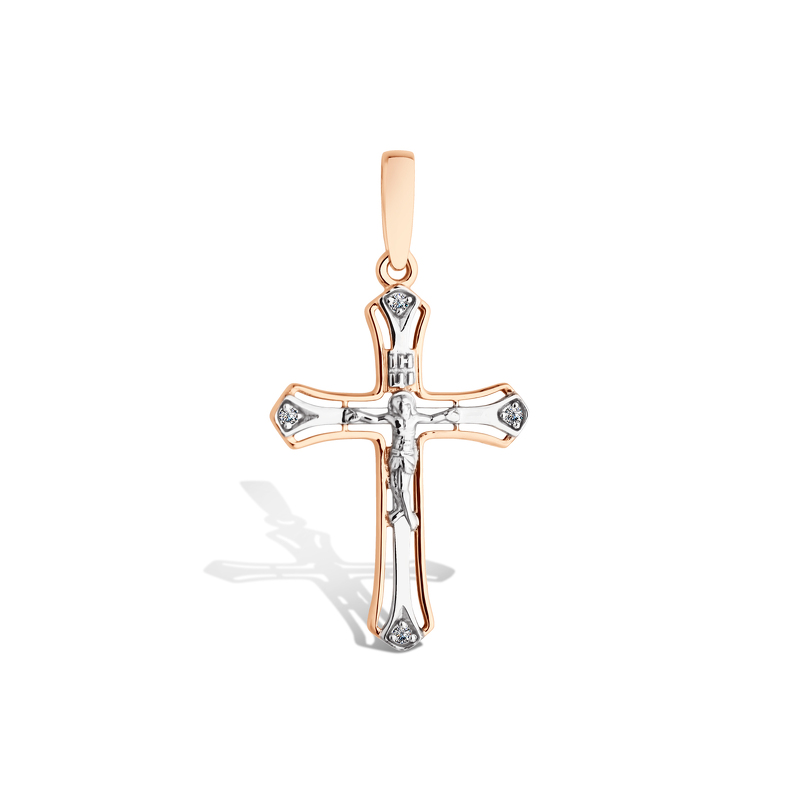 Золотой крест «Спаси и сохрани» с бриллиантами