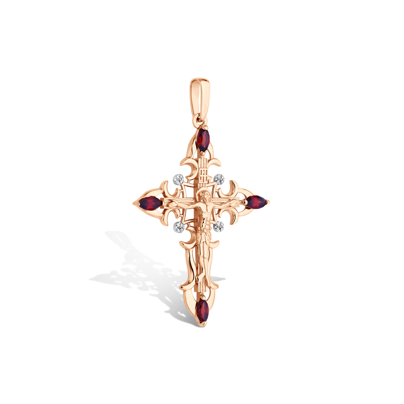 Золотой крест с гранатами и бриллиантами
