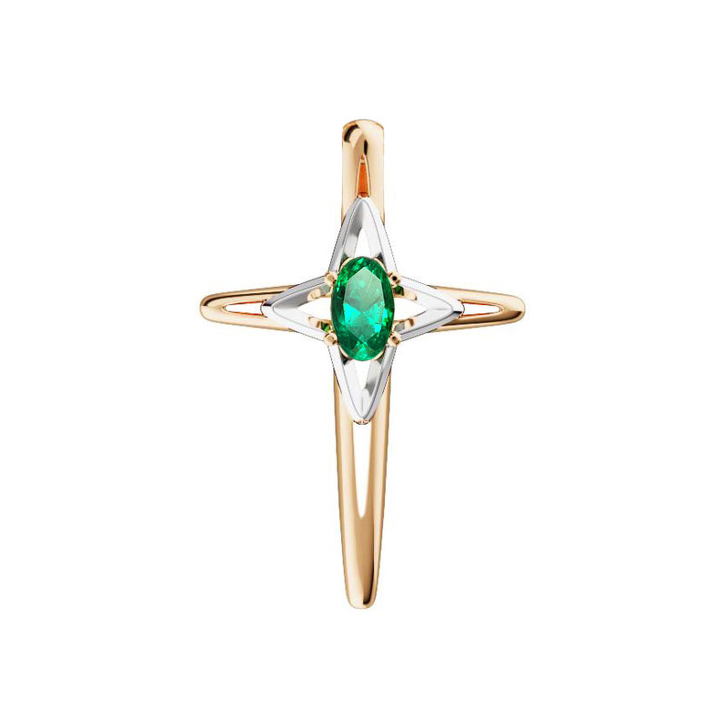 Золотой крест с изумрудом