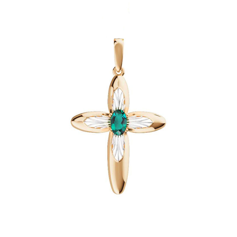 Золотой крест с изумрудом
