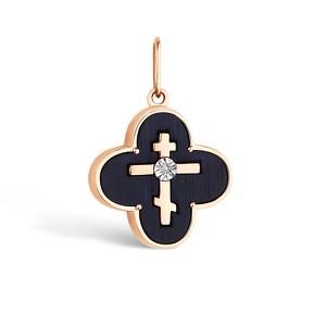 Золотая подвеска «Спаси и сохрани» с грабом и бриллиантом