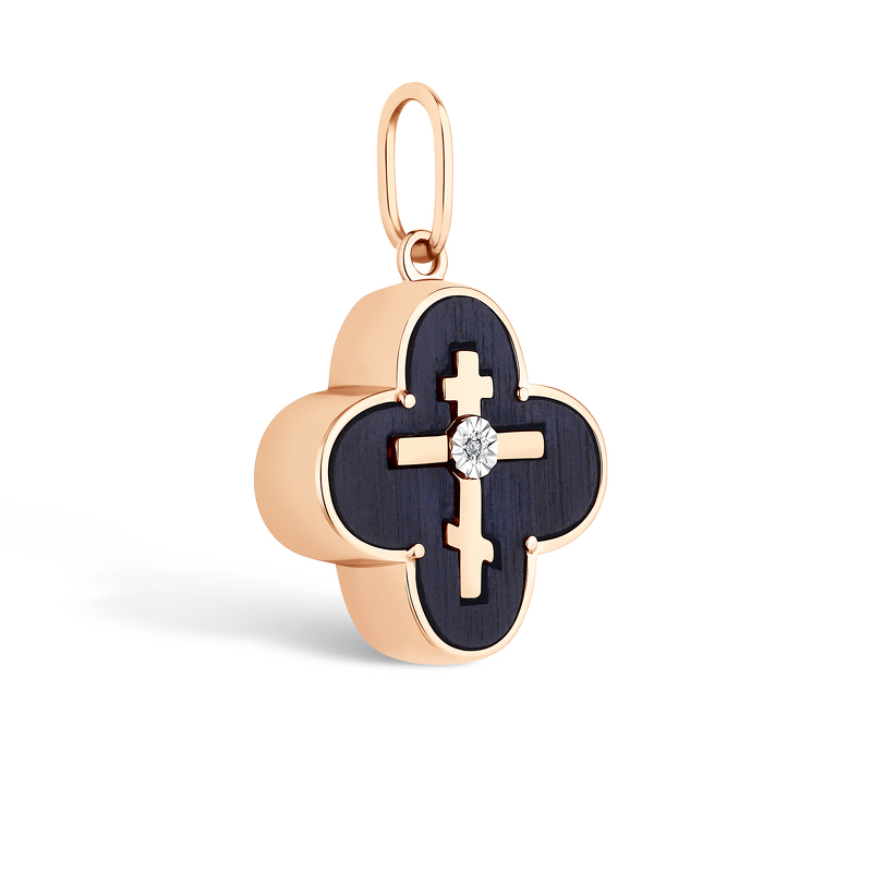 Золотая подвеска «Спаси и сохрани» с грабом и бриллиантом