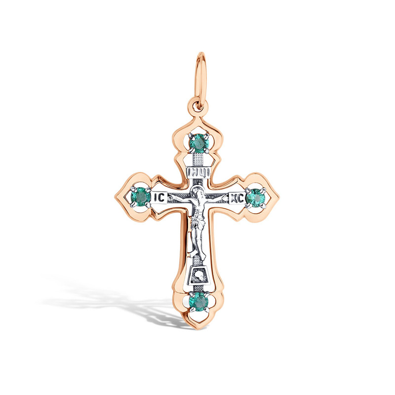 Золотой крест с изумрудами