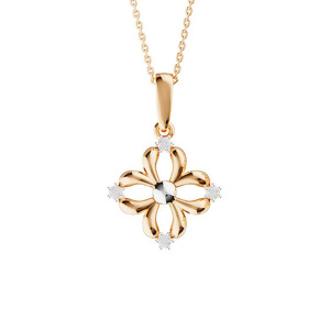 Золотая подвеска «Четыре лепестка удачи» с фианитами