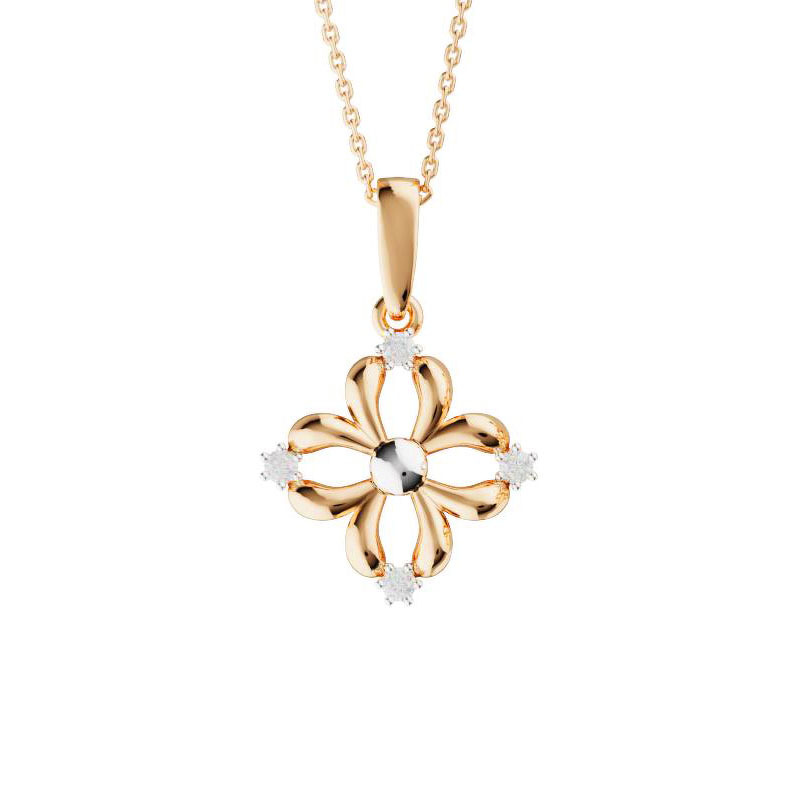 Золотая подвеска «Четыре лепестка удачи» с фианитами