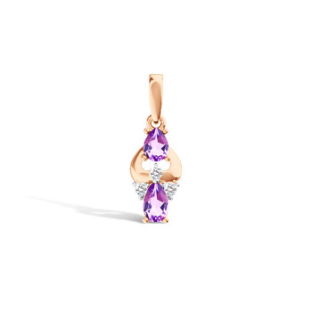 Золотая подвеска с аметистом и муассанитами