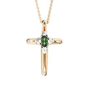 Золотой крест с изумрудом и бриллиантами