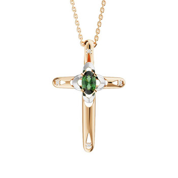Золотой крест с изумрудом и бриллиантами