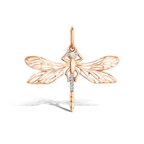 Золотая подвеска «Стрекоза» с бриллиантами