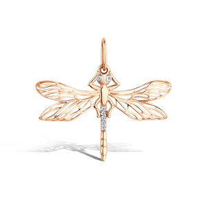 Золотая подвеска «Стрекоза» с бриллиантами