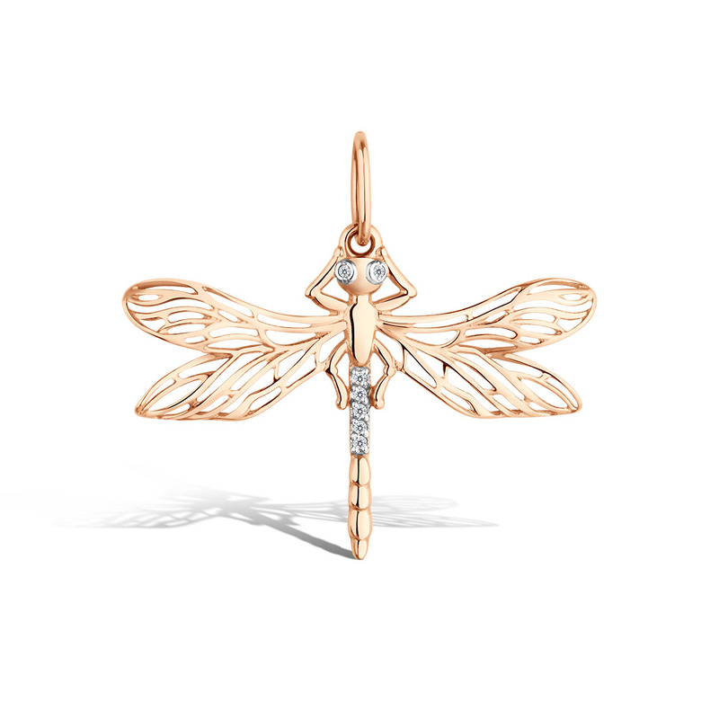 Золотая подвеска «Стрекоза» с бриллиантами