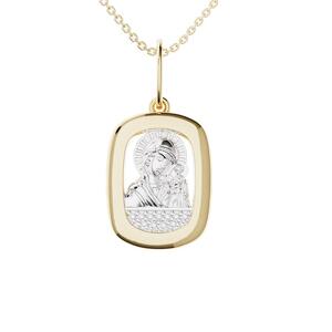 Золотая подвеска «Казанская икона Божьей Матери» с бриллиантами