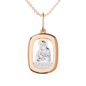 Золотая подвеска «Фёдоровская икона Божьей Матери» с бриллиантами