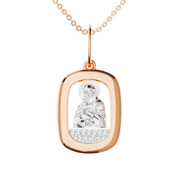 Золотая подвеска «Фёдоровская икона Божьей Матери» с бриллиантами