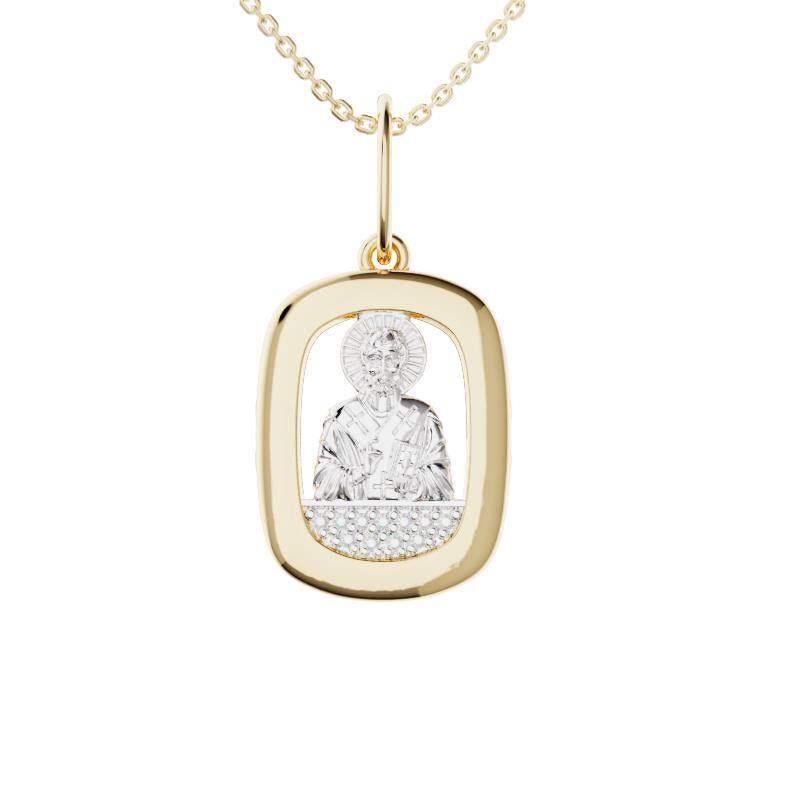 Золотая подвеска «Николай Чудотворец» с бриллиантами