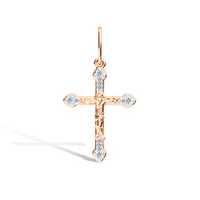 Золотой крест «Спаси и сохрани» с бриллиантами