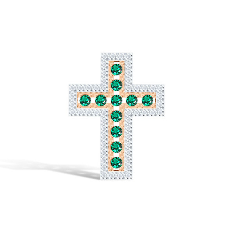 Золотая подвеска с изумрудами и бриллиантами