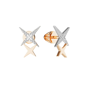 Золотые серьги-пусеты с бриллиантом