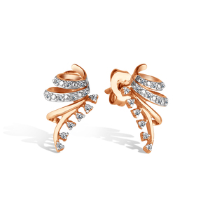 Золотые серьги-пусеты с бриллиантами