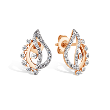 Золотые серьги-пусеты с бриллиантами