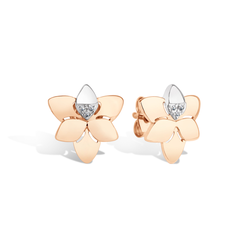 Золотые серьги-пусеты с бриллиантами