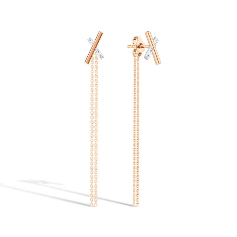 Золотые серьги-пусеты с бриллиантами