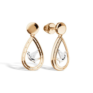 Золотые серьги-пусеты «Полет Двух»