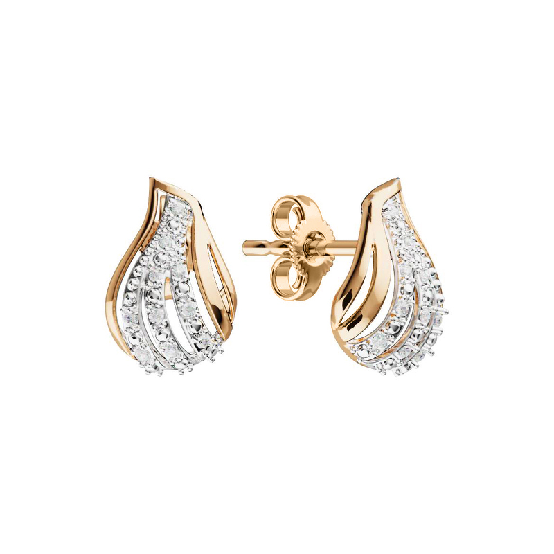 Золотые серьги-пусеты с бриллиантами