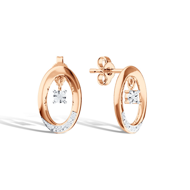 Золотые серьги-пусеты с бриллиантами