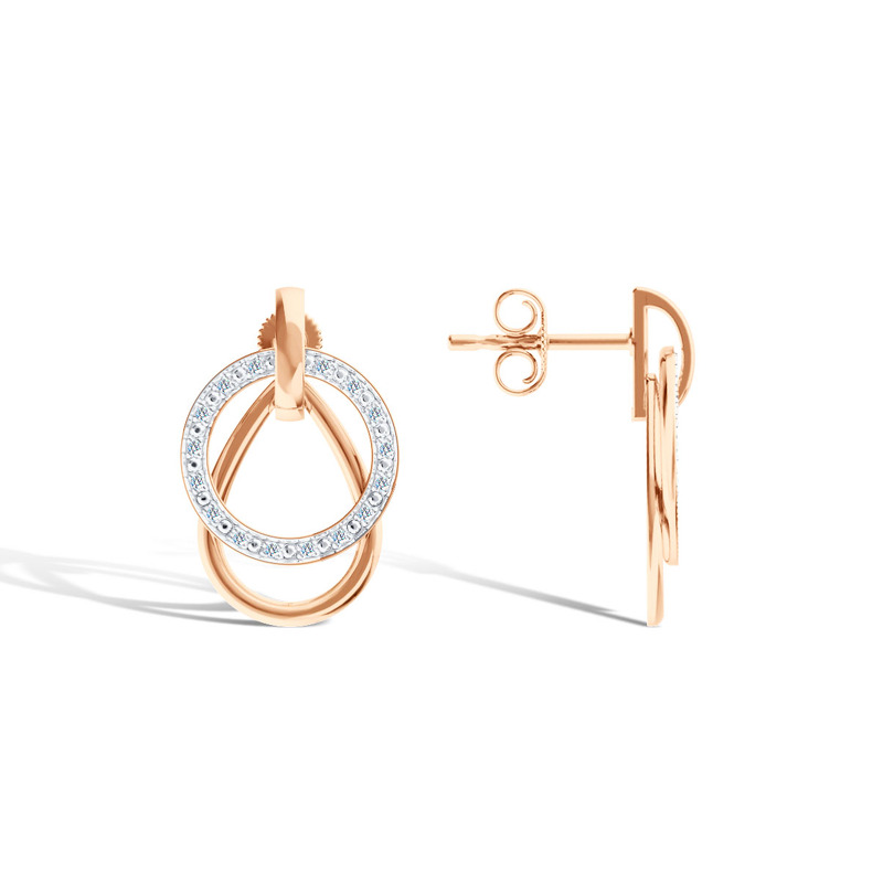 Золотые серьги-пусеты с бриллиантами