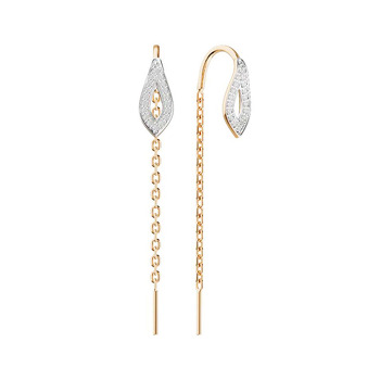 Золотые серьги-продевки «Линии света» с бриллиантами