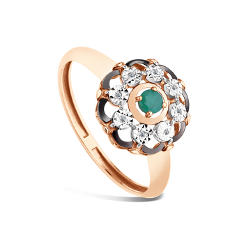 Золотое кольцо с изумрудом и бриллиантами