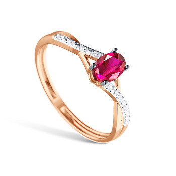 Золотое кольцо с рубином и бриллиантами