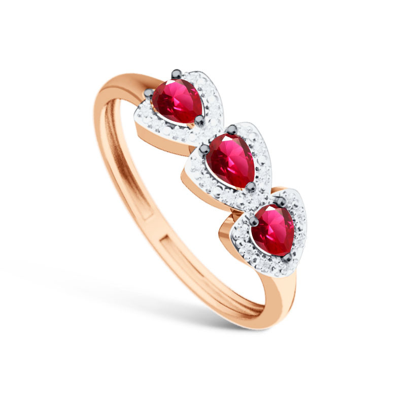 Золотое кольцо с рубинами и бриллиантами